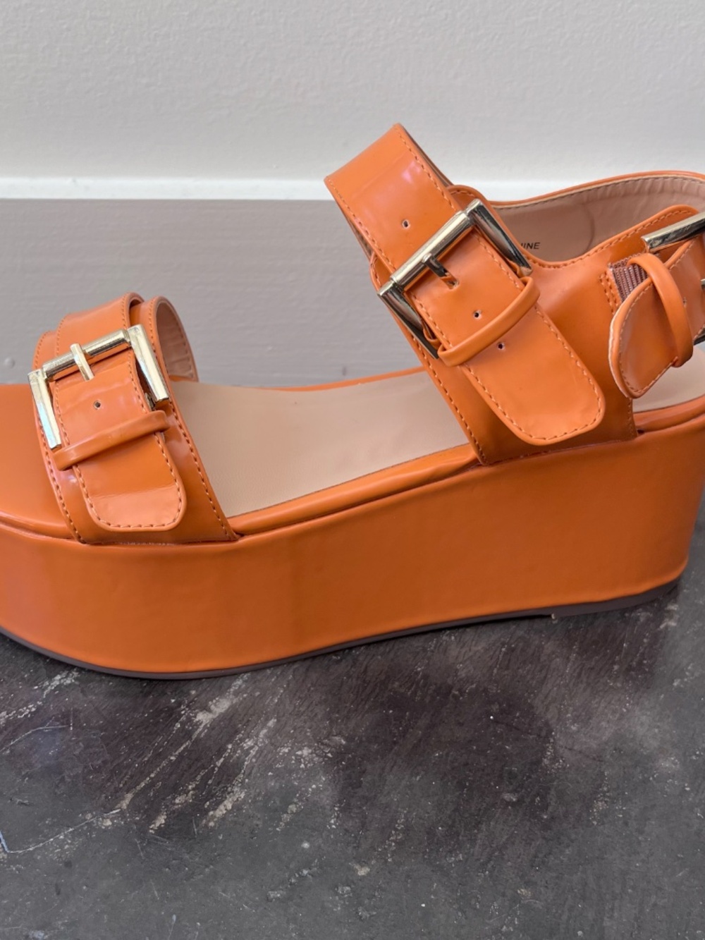 Urban Outfitters Orange "Violet" buckled platform sandal women 8 - Picture 9 of 13